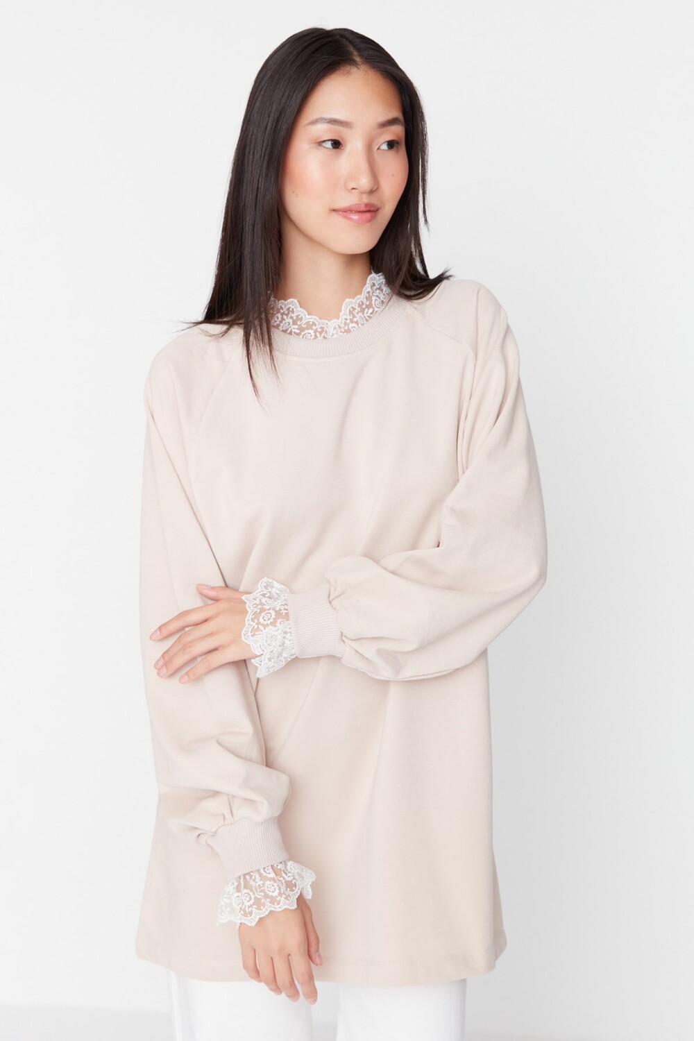 

Туника - Бежевый - Oversize Trendyol Modest