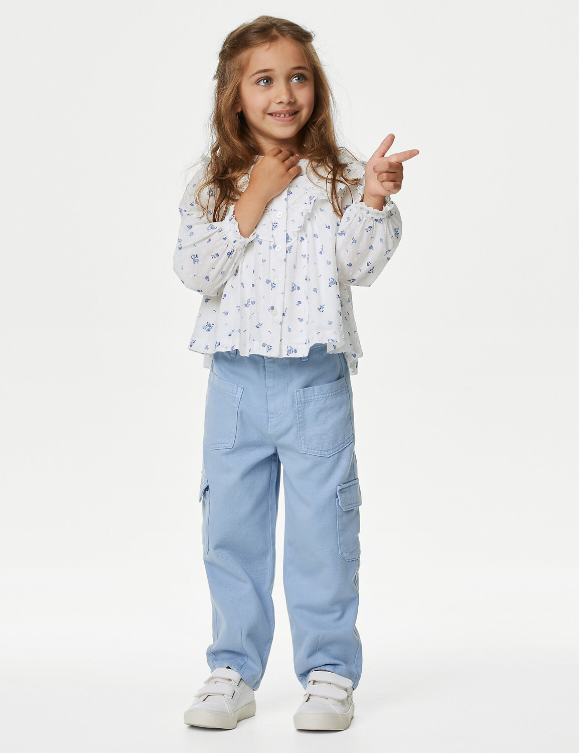 

Брюки карго с высоким содержанием хлопка (2–8 лет) Marks & Spencer, синий