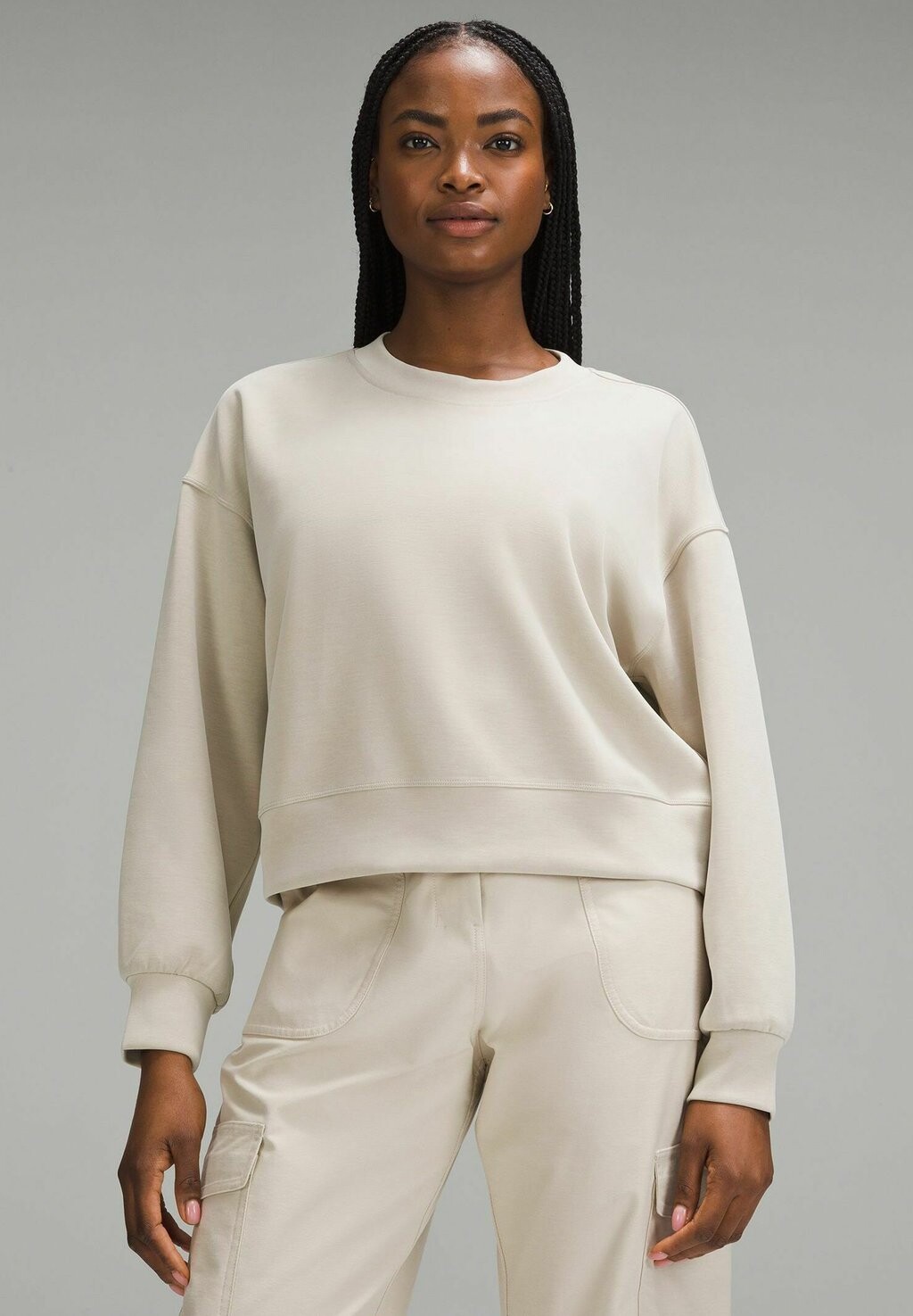 

Толстовка PERFECTLY OVERSIZED CROPPED CREW OPAL lululemon, цвет mojave tan