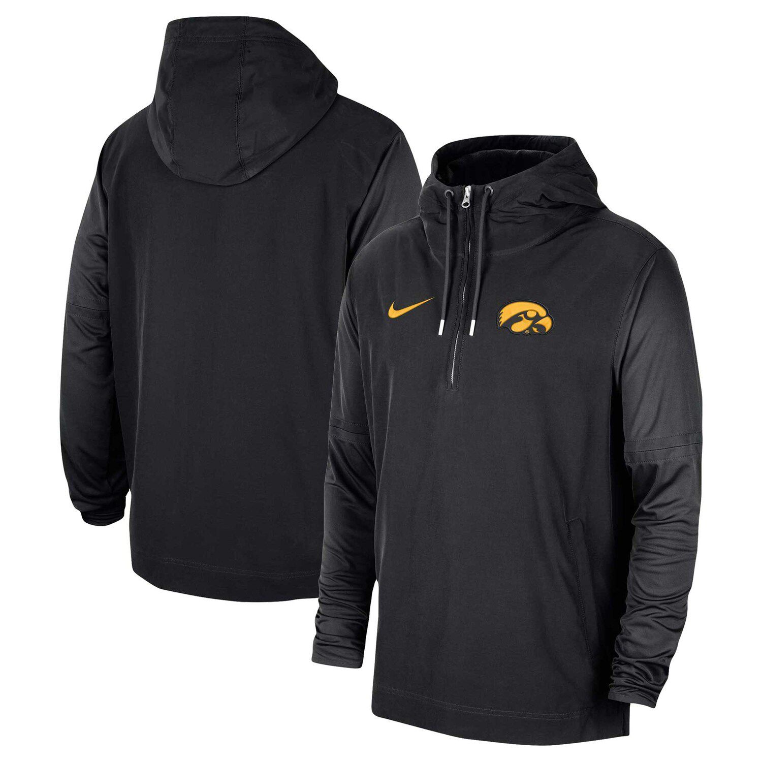 Мужская черная куртка Iowa Hawkeyes 2023 Coach с капюшоном и молнией до половины Nike мужская черная куртка с молнией до половины oregon ducks coach nike