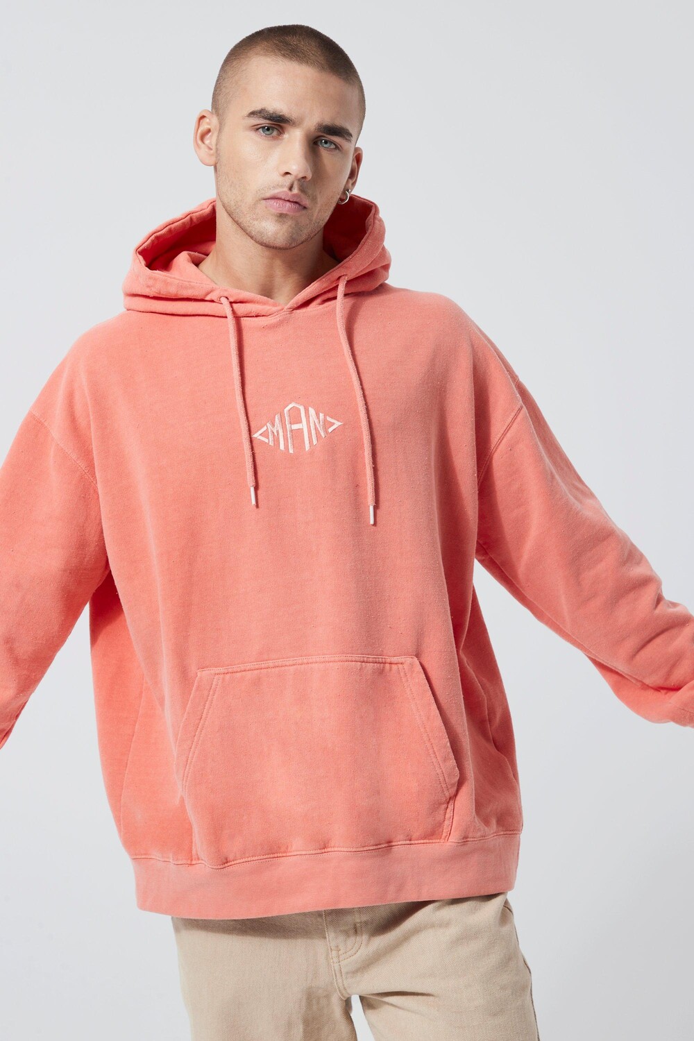 

Брендовое худи оверсайз Boohoo, коралловый