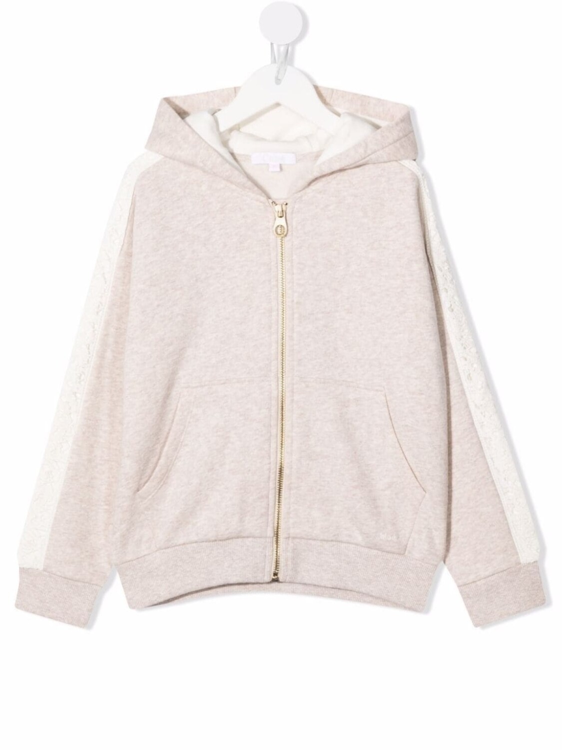 

Chloé Kids джемпер с капюшоном и гипюровыми вставками, серый
