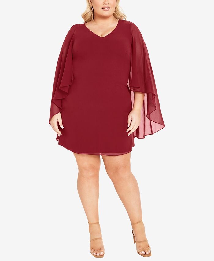 

Мини-платье Nina Cape Shift размера плюс Avenue, красный