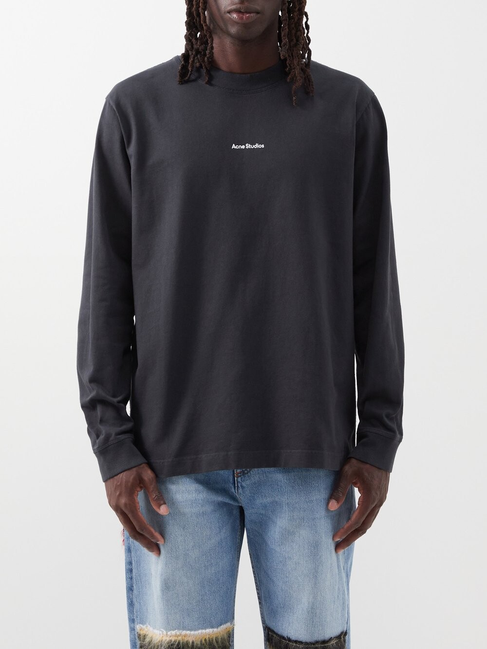 

Футболка erwin с длинными рукавами из органического хлопка Acne Studios, черный