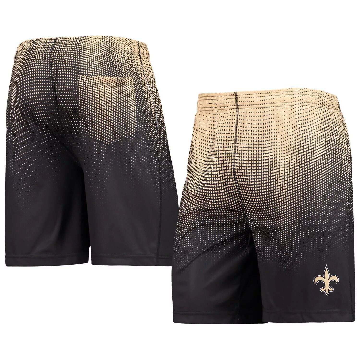 

Мужские шорты для тренинга FOCO черного/золотого цвета New Orleans Saints с пиксельным градиентом