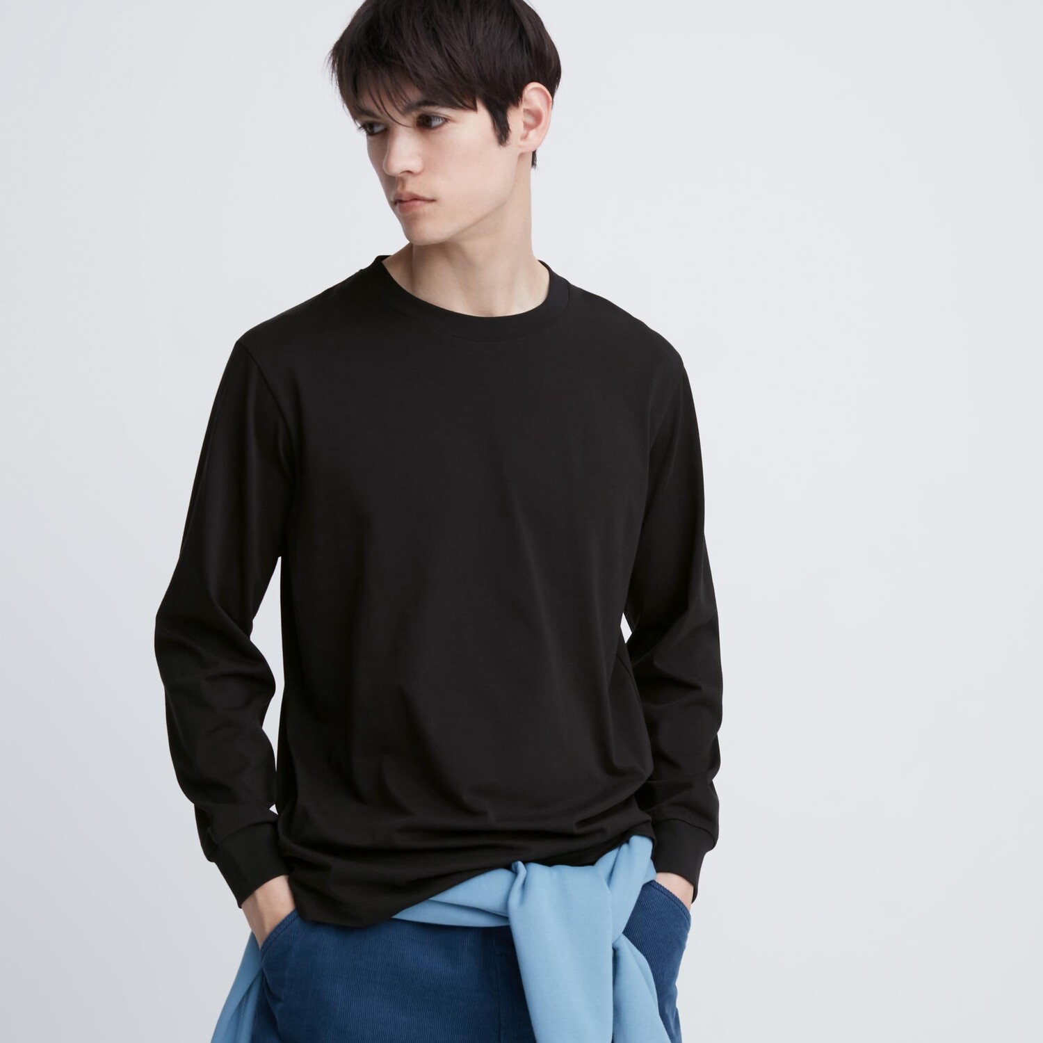 

Лонгслив с круглым вырезом AIRism Uniqlo, черный
