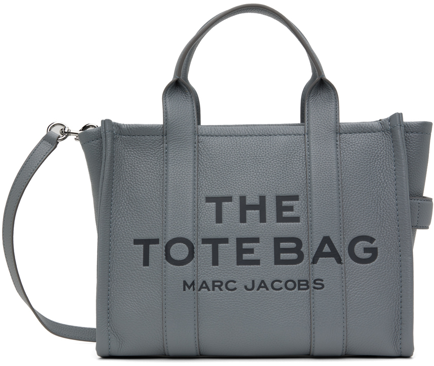 сумка тоут the tote bag серый черный Серая сумка-тоут 'The Leather Medium Tote Bag' Marc Jacobs