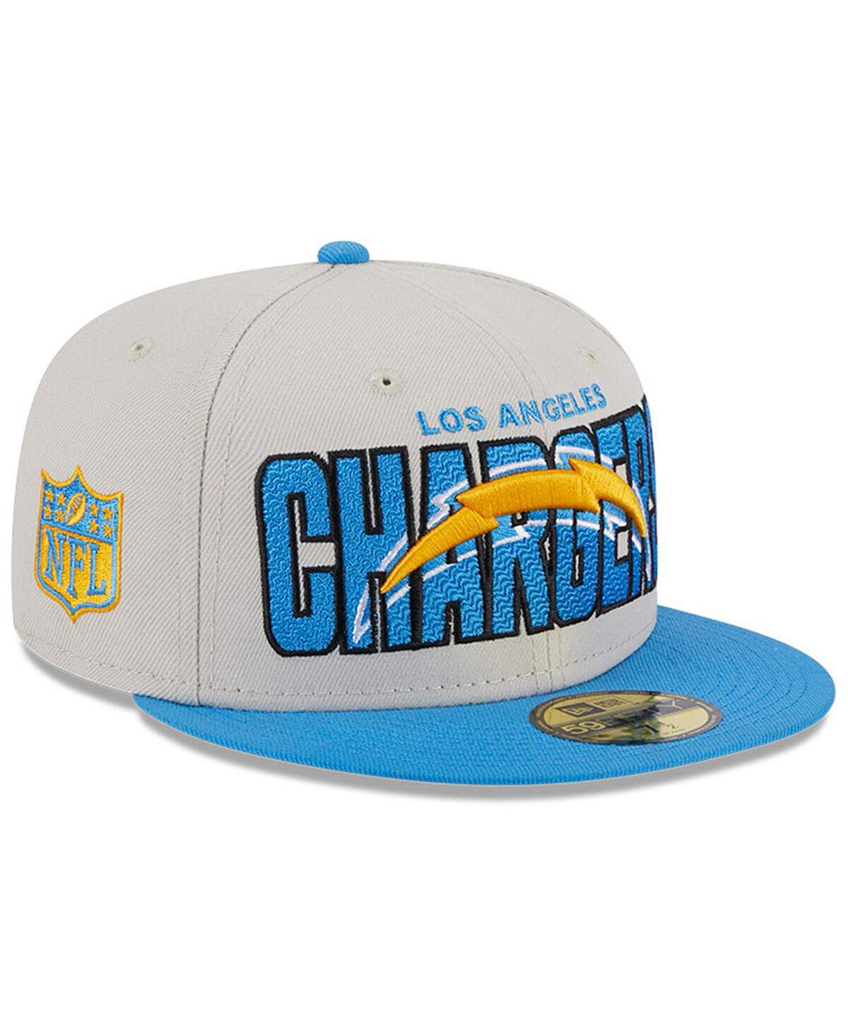 Мужская шляпа Stone, Powder Blue Los Angeles Chargers, драфт НФЛ 2023, на сцене 59FIFTY, облегающая шляпа New Era