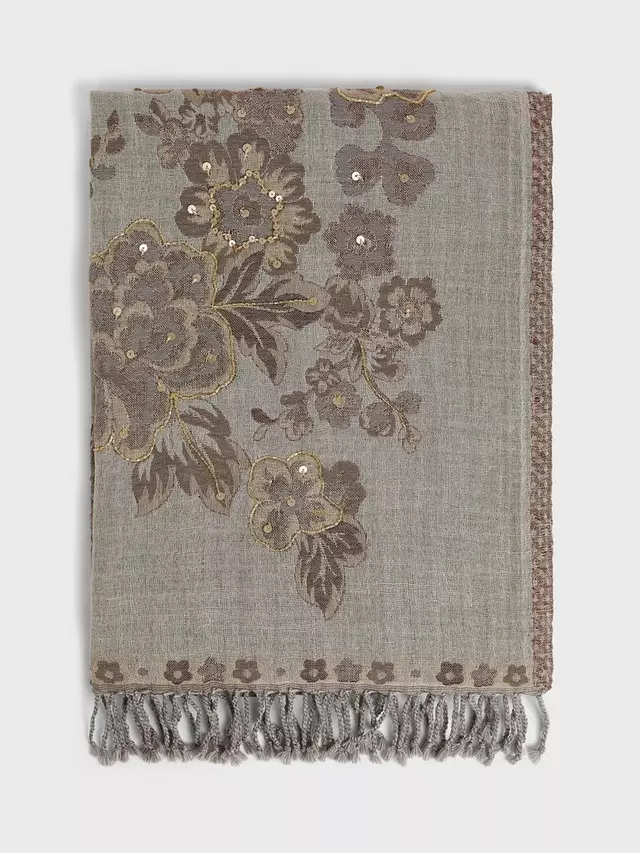 

Шарф Gerard Darel Dorine Floral Wool, цвет sand/multi