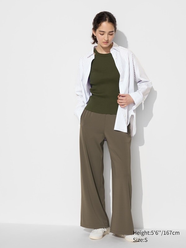 

Прямые брюки из креп-джерси Uniqlo, зеленый