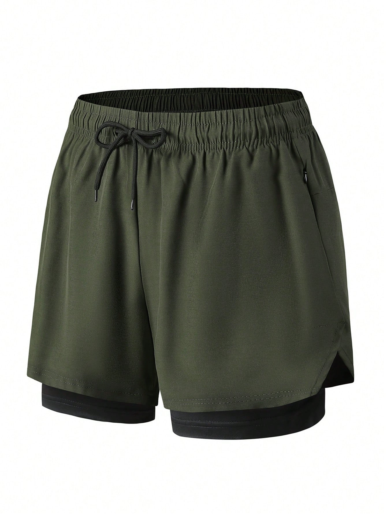 Эластичные, быстросохнущие мужские спортивные шорты со встроенными трусами, армейский зеленый