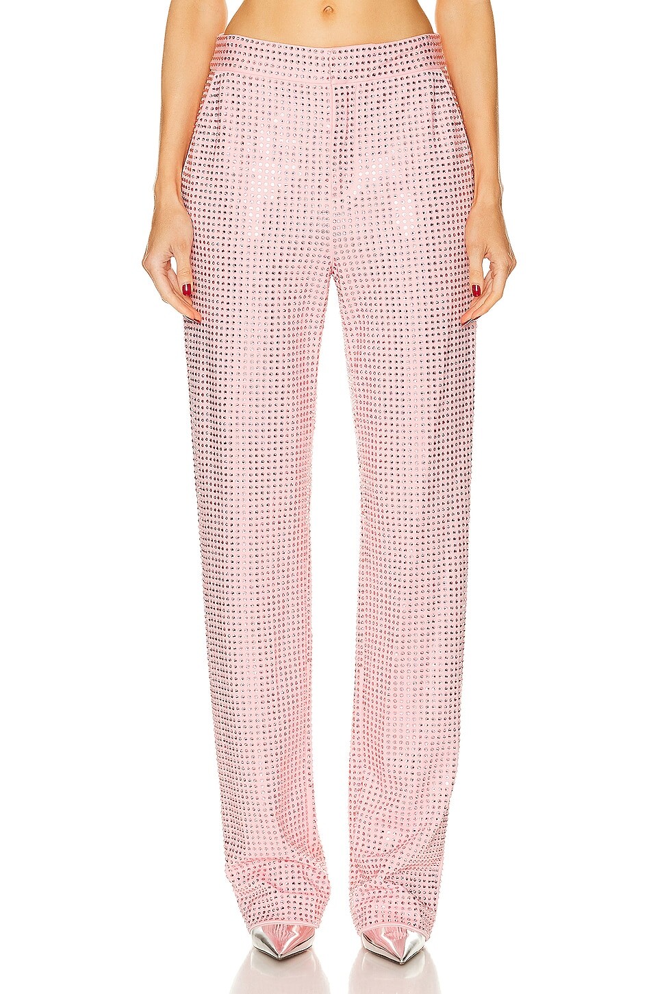 

Брюки Area Crystal Embellished Straight Leg, цвет Candy Rose