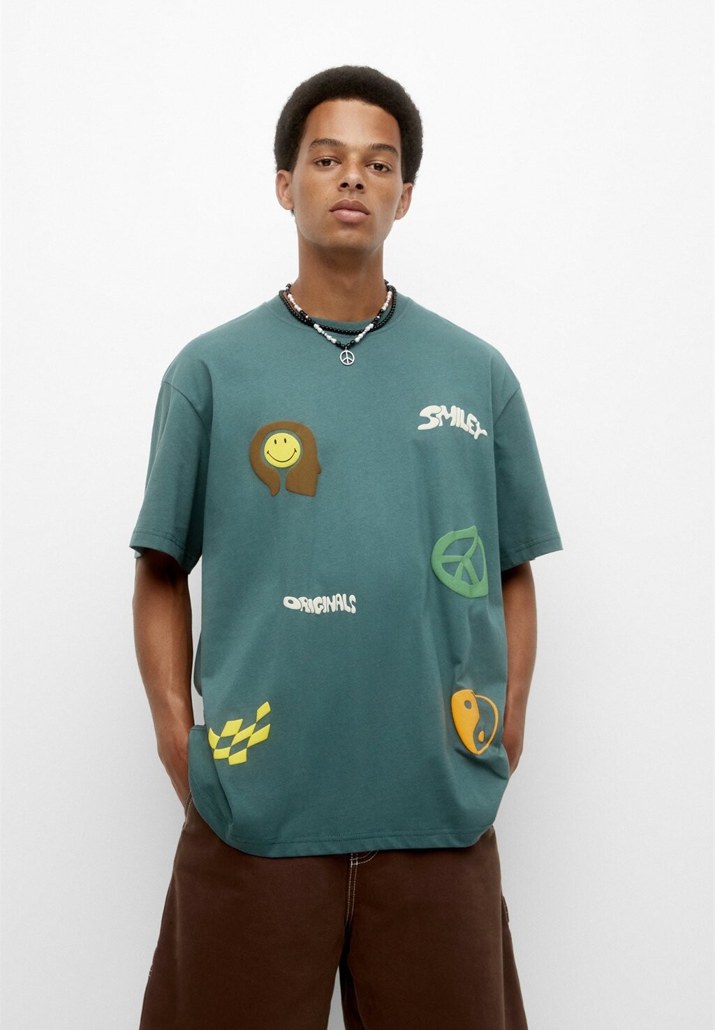

Футболка с принтом PULL&BEAR, зеленый