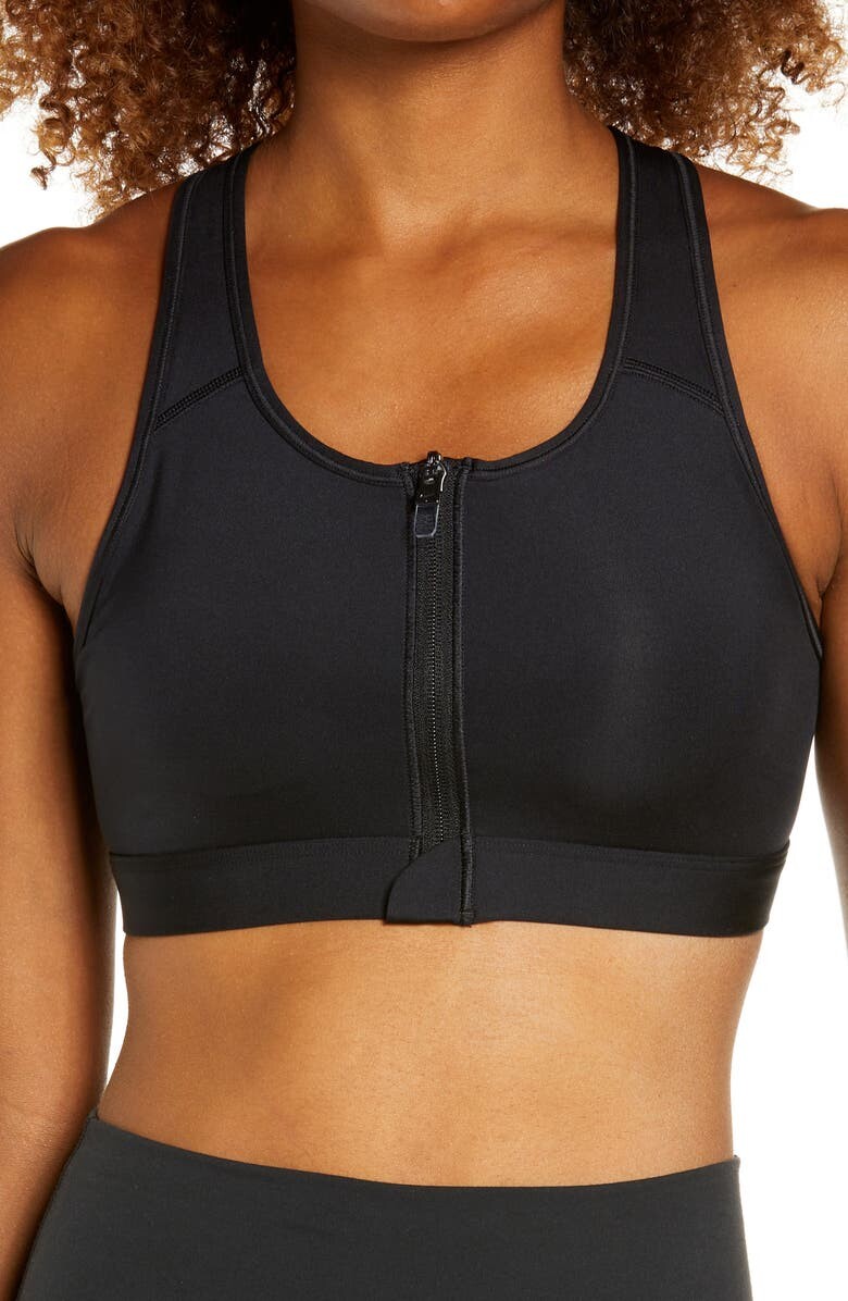 

Спортивное бра Dri-FIT Swoosh со спиной-борцовкой NIKE, черно-белый