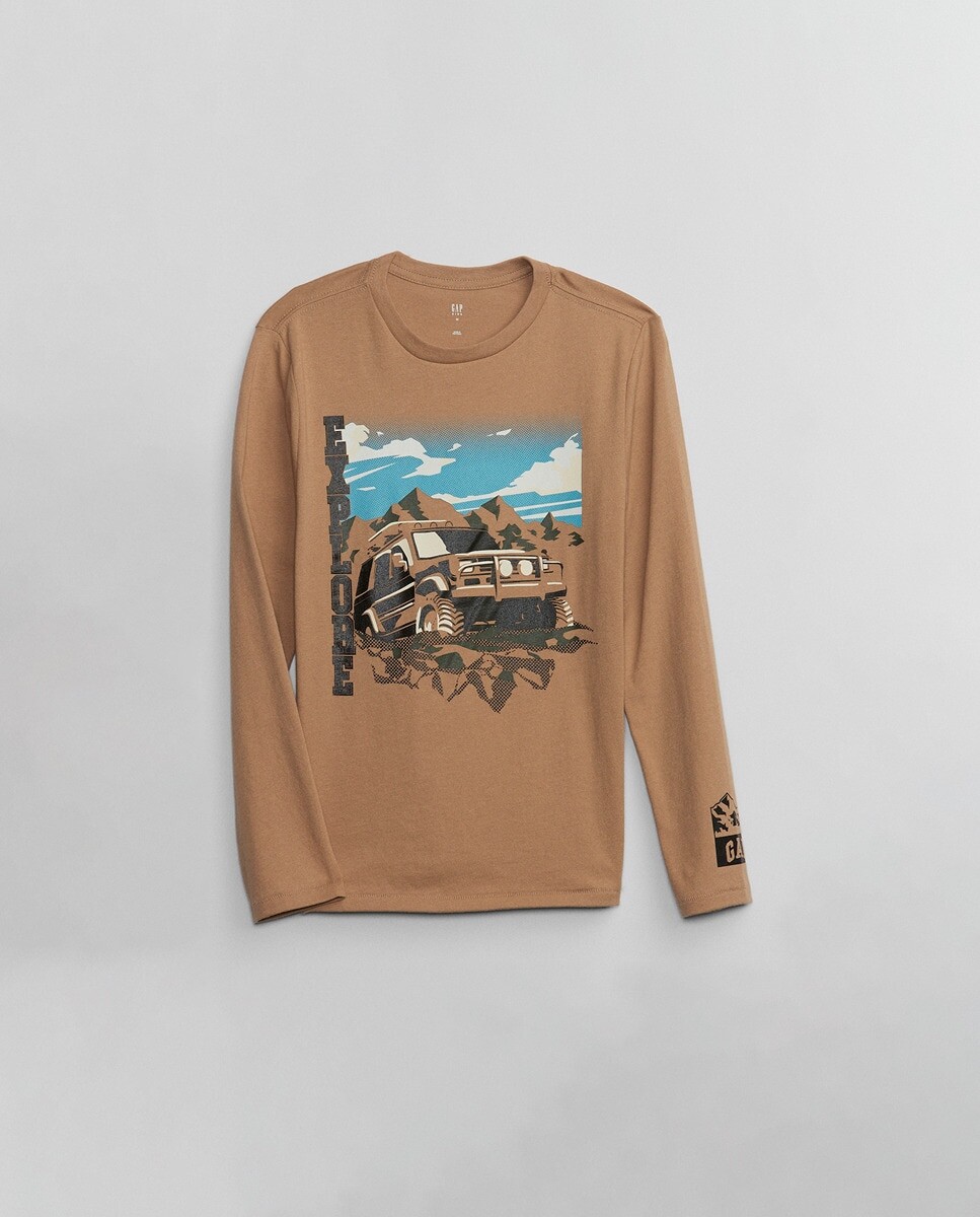 

Футболка для мальчика с длинными рукавами Gap, коричневый