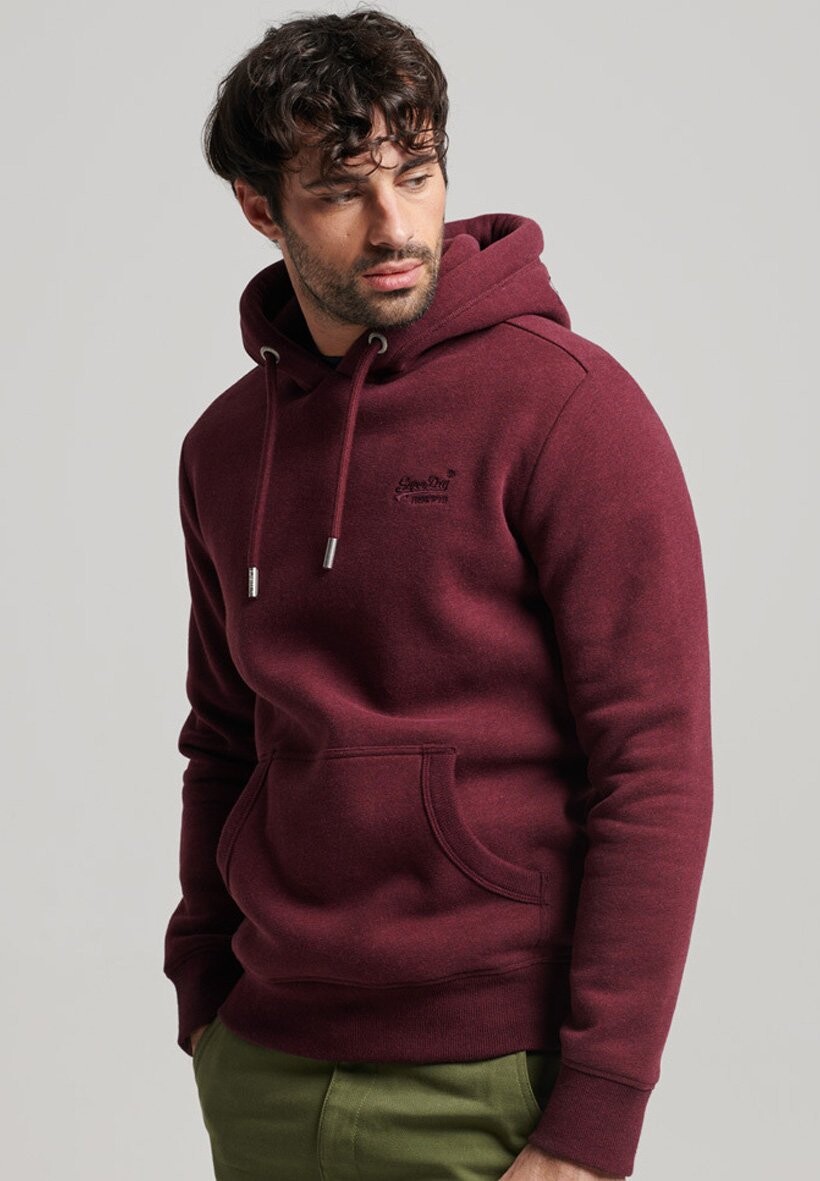 

Толстовка с капюшоном Superdry Vintage Logo Emb, темно-красный меланж, Коричневый