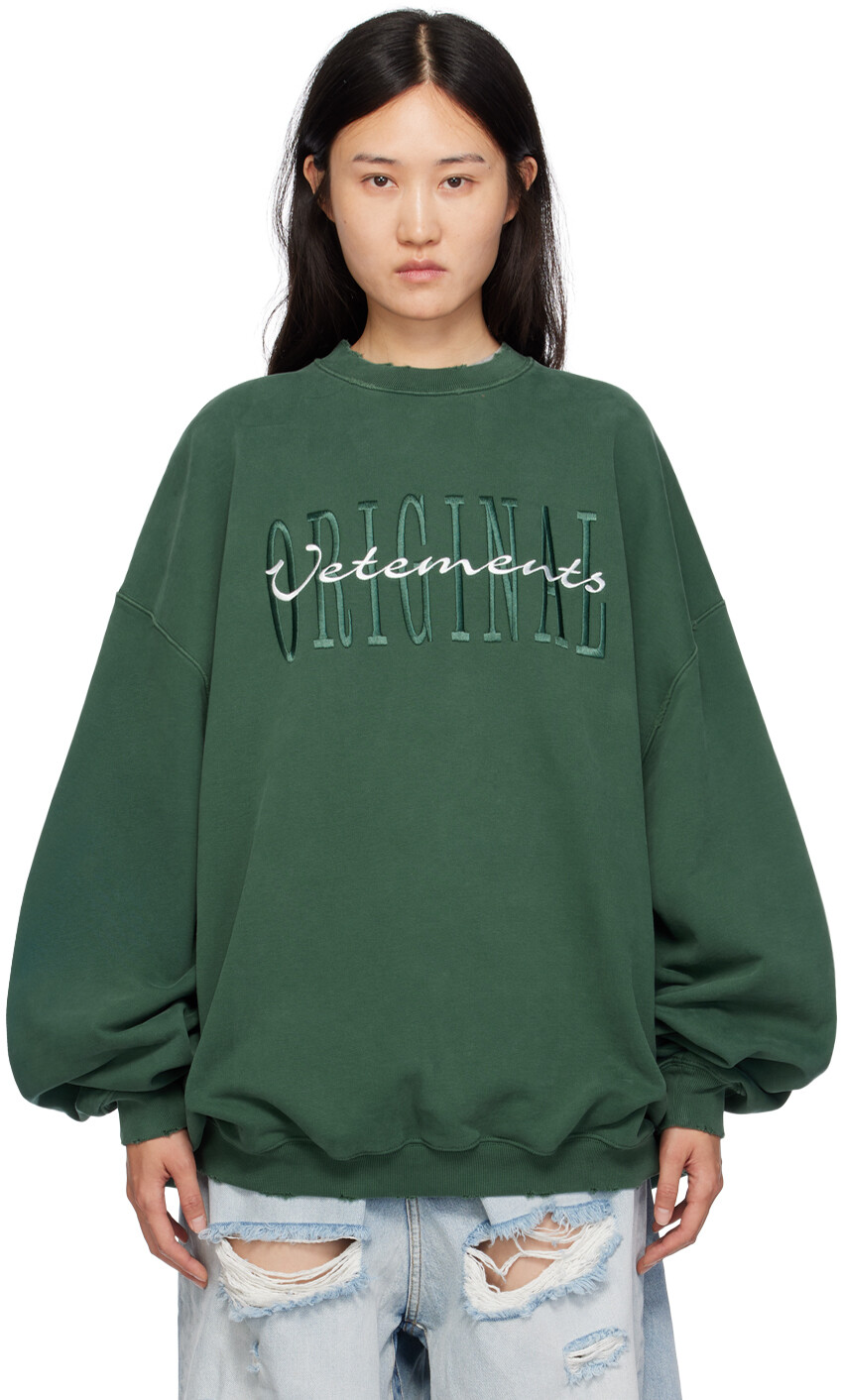 

Зеленый свитшот с вышивкой Police VETEMENTS