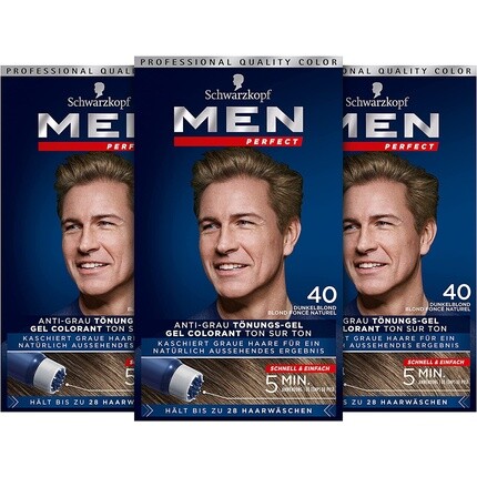 

Краска для волос Schwarzkopf 40 «Темно-русый», 80 мл — упаковка из 3 шт., Men Perfect