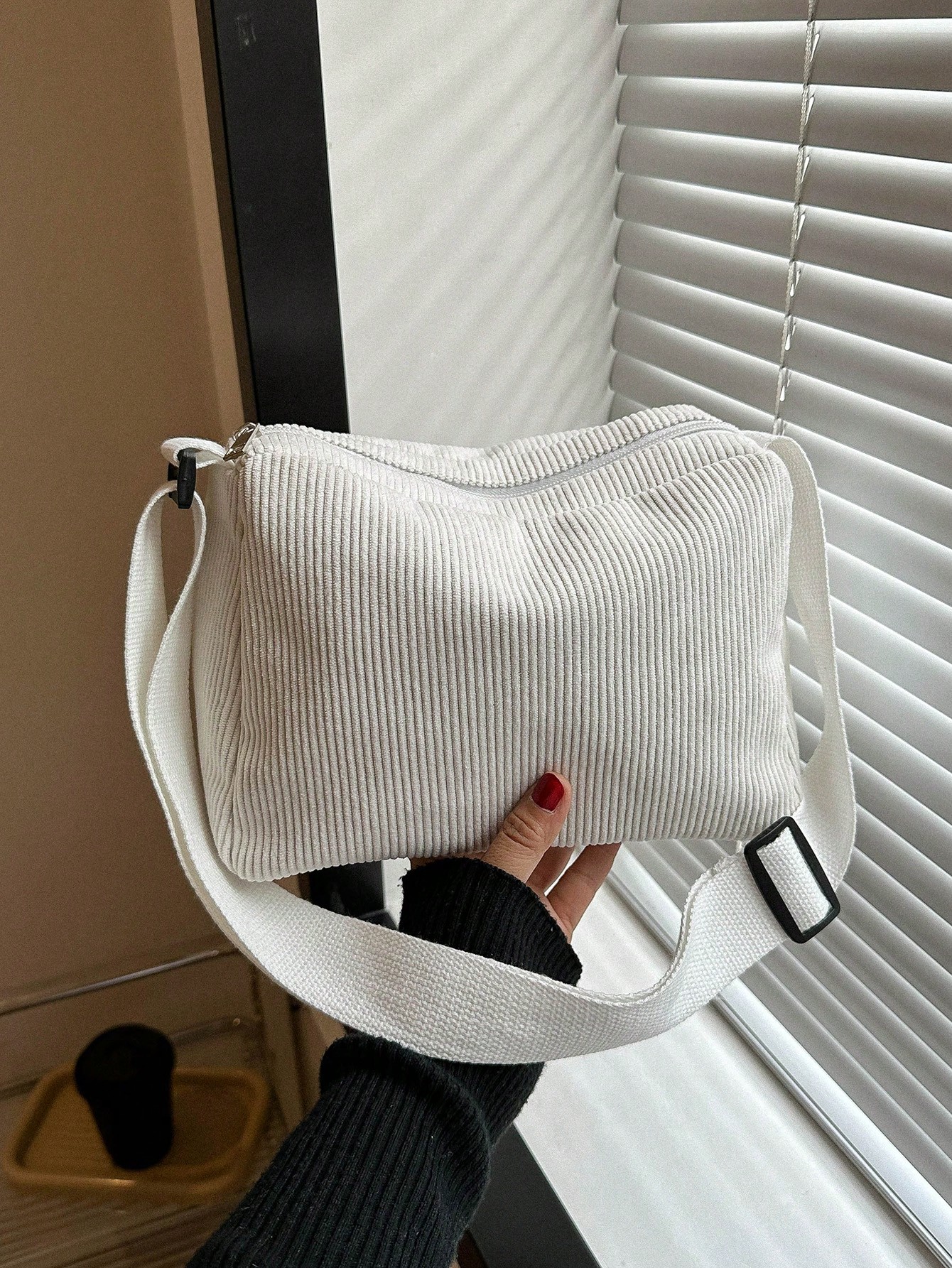 Женская простая повседневная однотонная холщовая сумка через плечо, белый