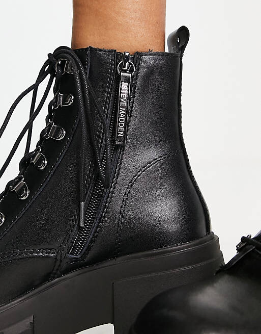 

Черные кожаные ботинки на массивном каблуке со шнуровкой Steve Madden Bewilder, Черный