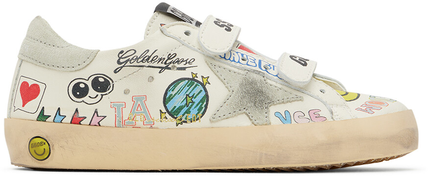 

Детские бело-разноцветные кроссовки Old School Golden Goose