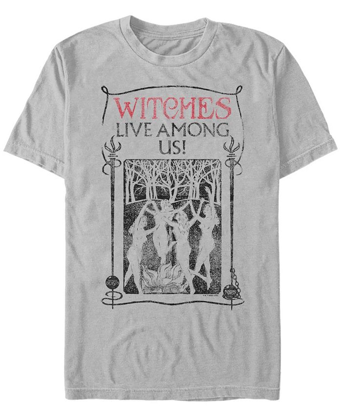 наклейки фантастические твари Мужская футболка с короткими рукавами «Фантастические твари и где они обитают» Witches Among Us Fifth Sun, серый