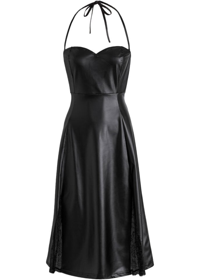 

Платье из искусственной кожи с кружевом Bodyflirt Boutique, черный