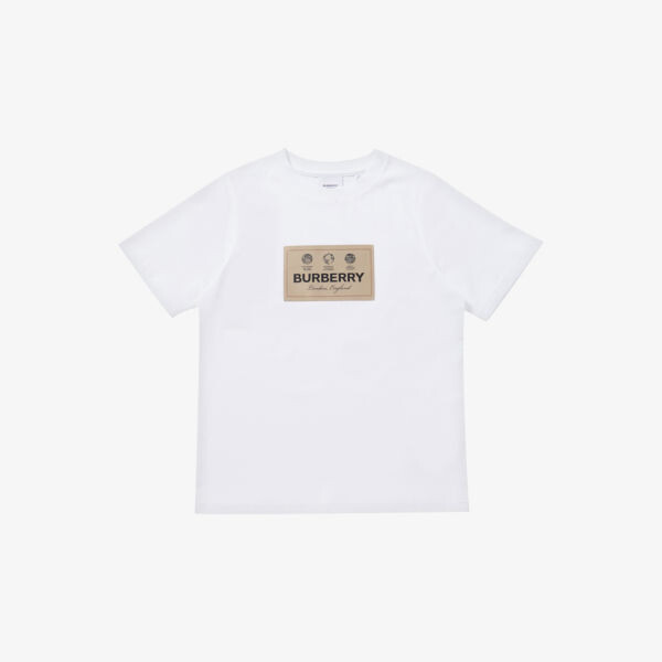 

Футболка из хлопкового джерси с логотипом cedar 4–14 лет Burberry, белый