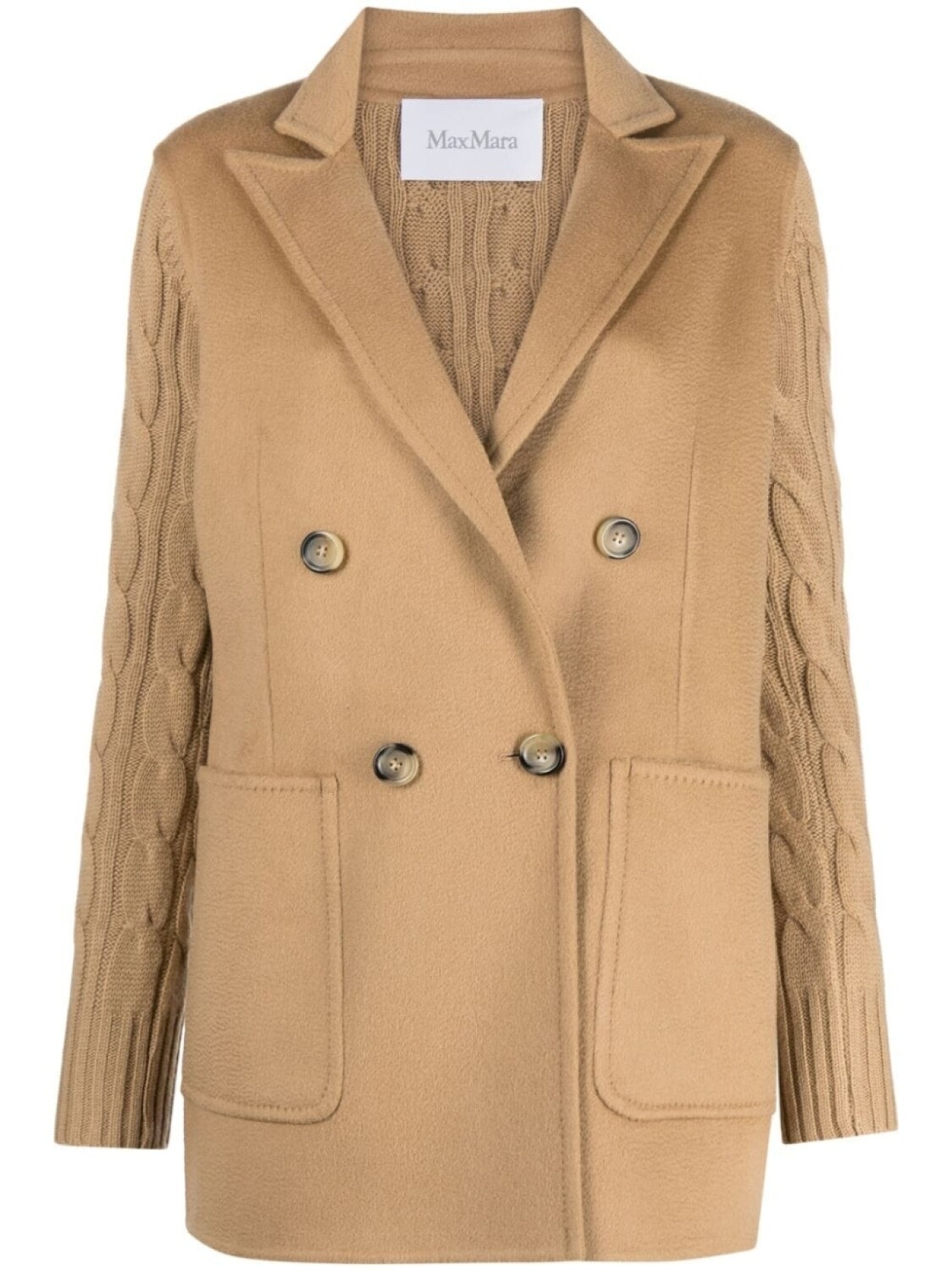 

Max Mara двубортный бушлат фактурной вязки, коричневый
