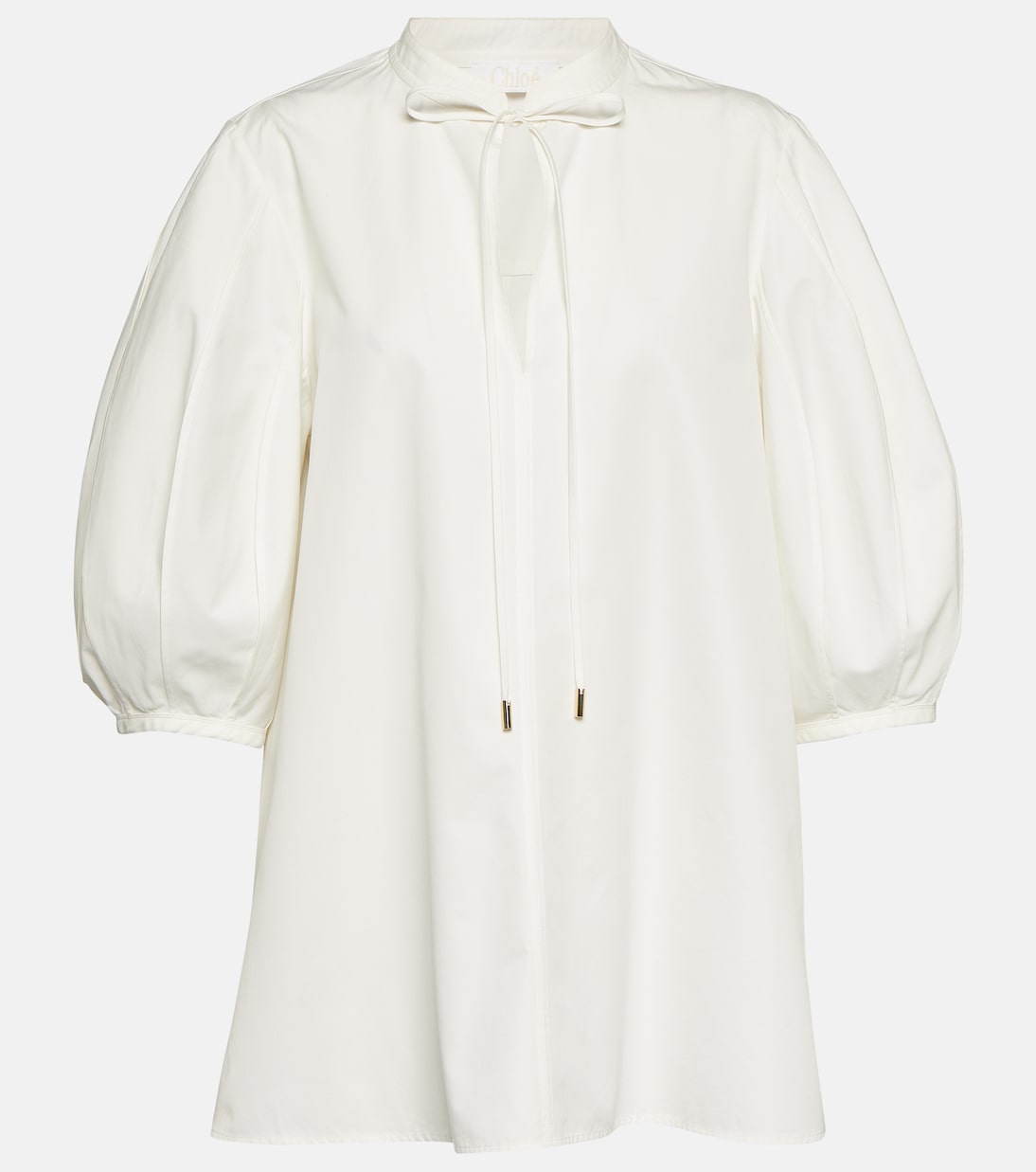 Хлопковая блузка с объемными рукавами Chloé, белый блузка с объемными рукавами object белый