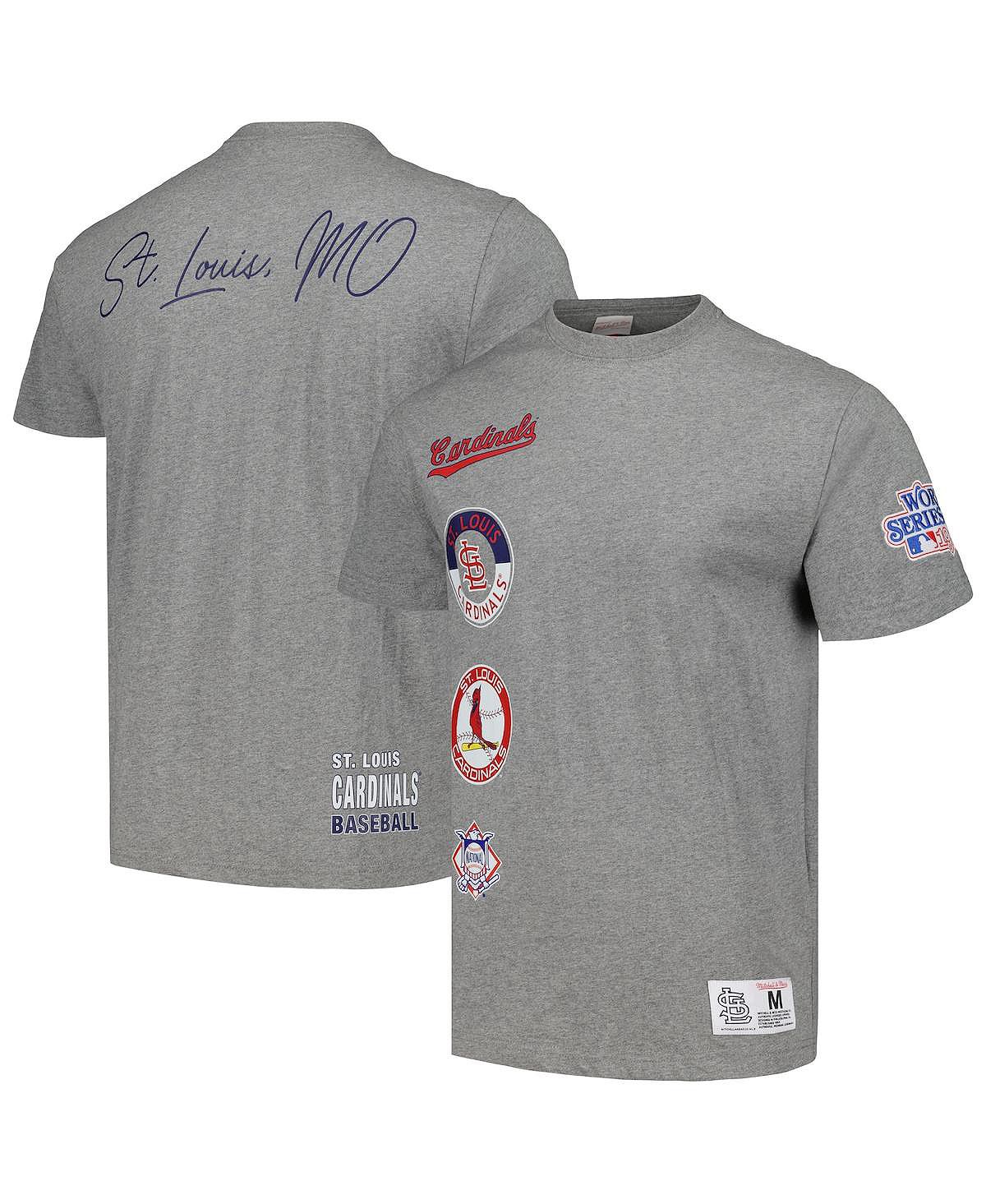 цена Мужская футболка Heather Grey St. Louis Cardinals Cooperstown Collection City Collection Mitchell & Ness