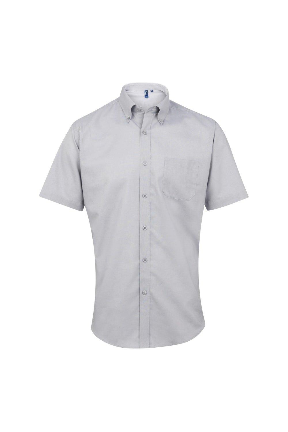 цена Оксфордская рабочая рубашка с короткими рукавами Signature Premier, серебро