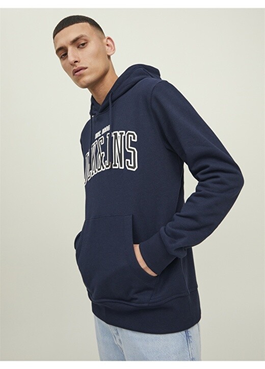 

Темно-синяя мужская толстовка с воротником с капюшоном Jack & Jones
