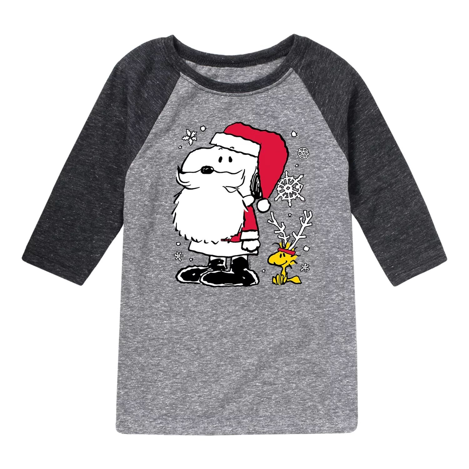 

Футболка реглан Peanuts Santa Reindeer для мальчиков 8–20 лет Licensed Character, серый