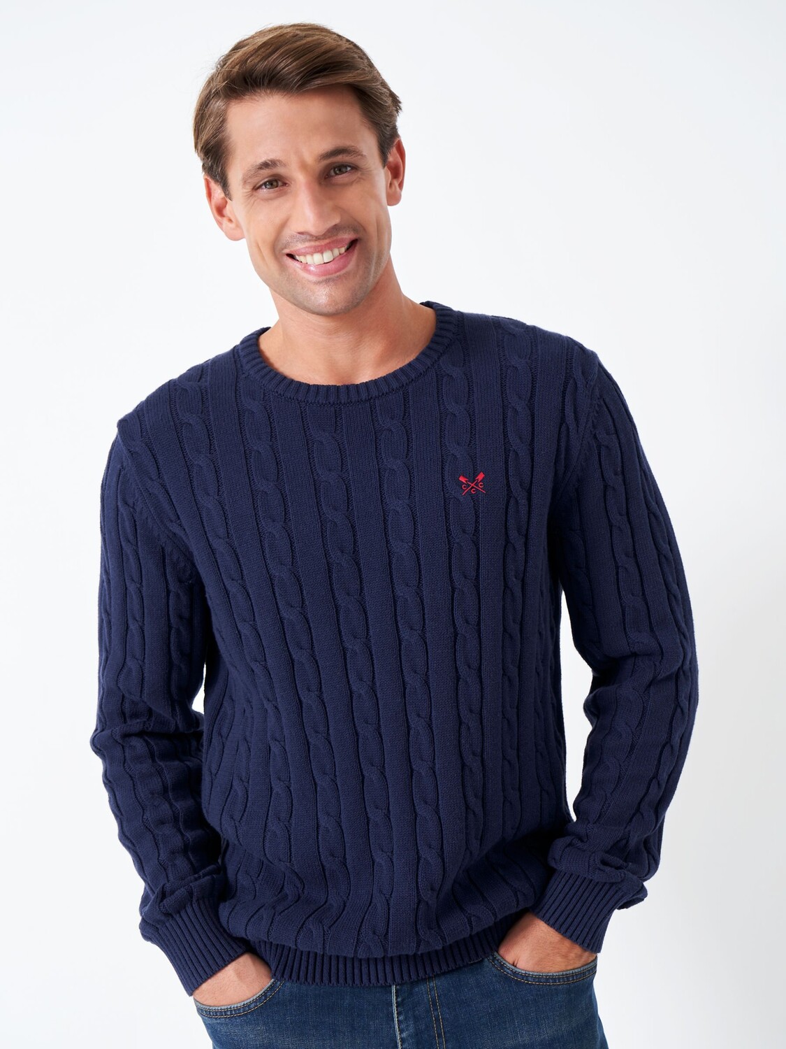 

Органический джемпер с круглым вырезом Oarsman Crew Clothing, темно-синий