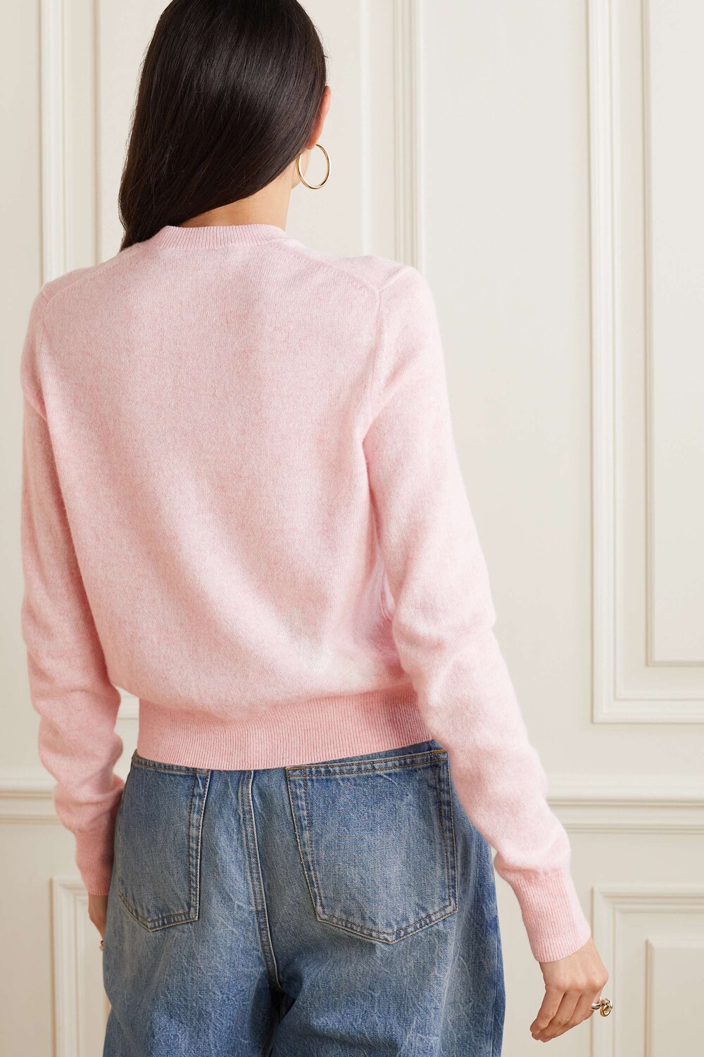

ACNE STUDIOS Шерстяной кардиган с аппликацией, светло-красный