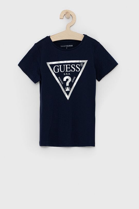 

Детская хлопковая футболка Guess, темно-синий