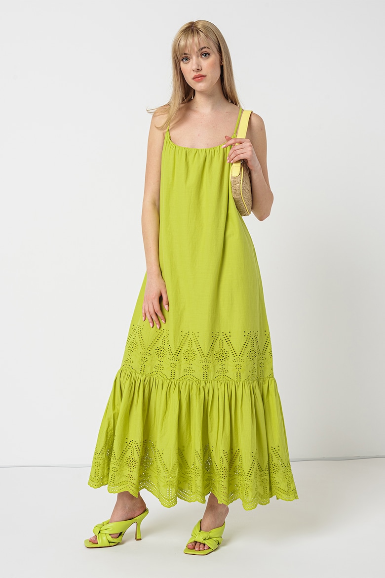 Хлопковое платье с ажуром Stefanel, зеленый платье с ажуром 48 размер