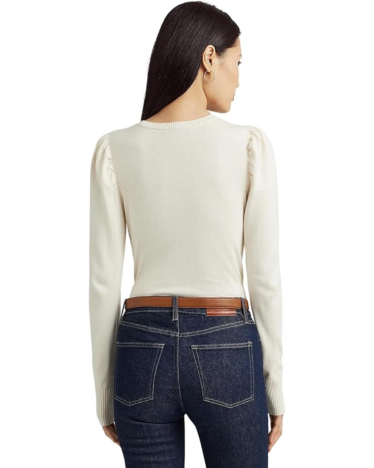 

Свитер LAUREN Ralph Lauren Petite Cotton-Blend Puff-Sleeve Sweater, цвет Mascarpone Cream