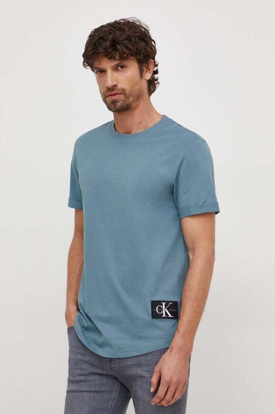 

Хлопковая футболка Calvin Klein Jeans, синий