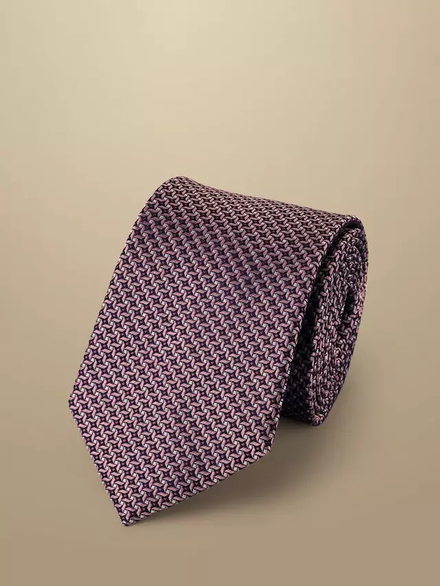 

Галстук Charles Tyrwhitt Geometric Textured Silk Stain Resistant, розовый