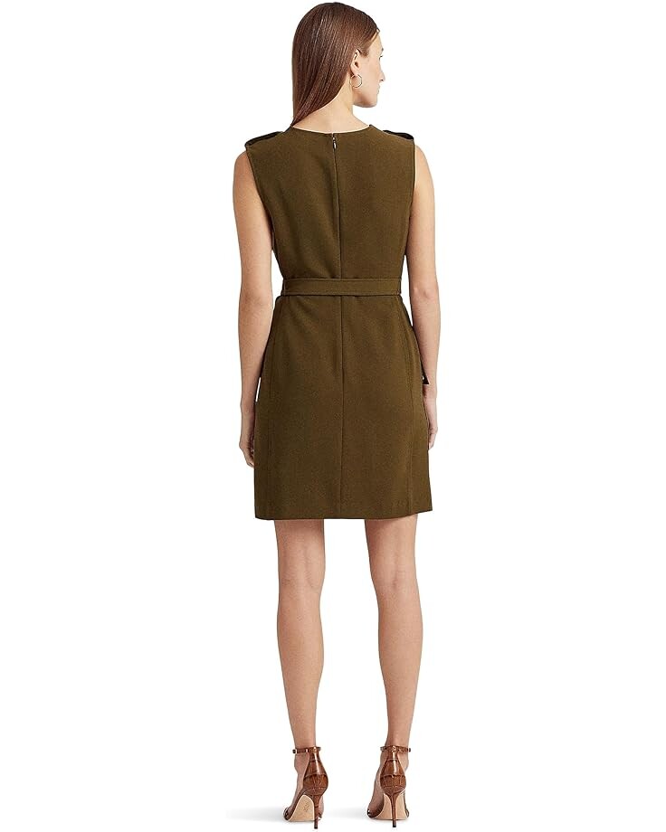 

Платье LAUREN Ralph Lauren Belted Double-Faced Crepe Dress, цвет Botanic Green