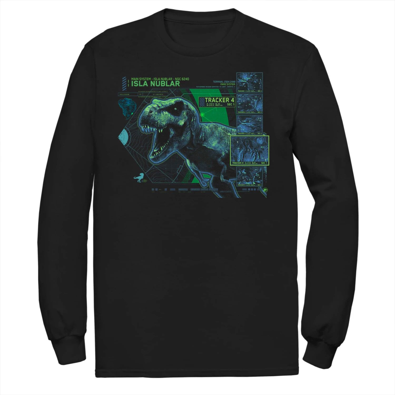 Мужская футболка T Rex Isla Nublar Tacker Jurassic World, черный