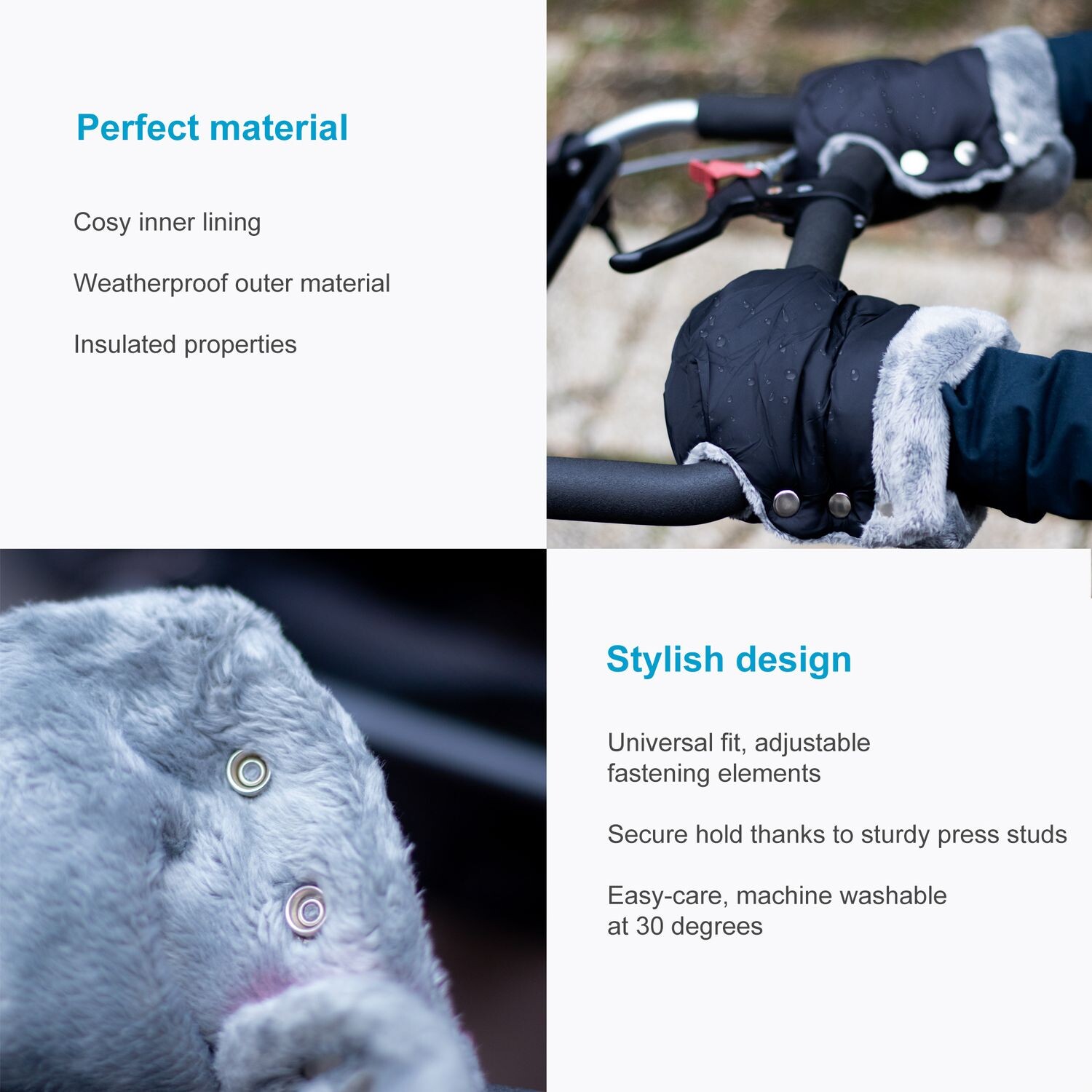 

Варежки Intirilife Handwärmer Universal Fleece für Buggy Kinderwagen, черный