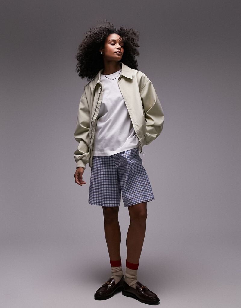 

Хлопковый бомбер с лацканами Topshop