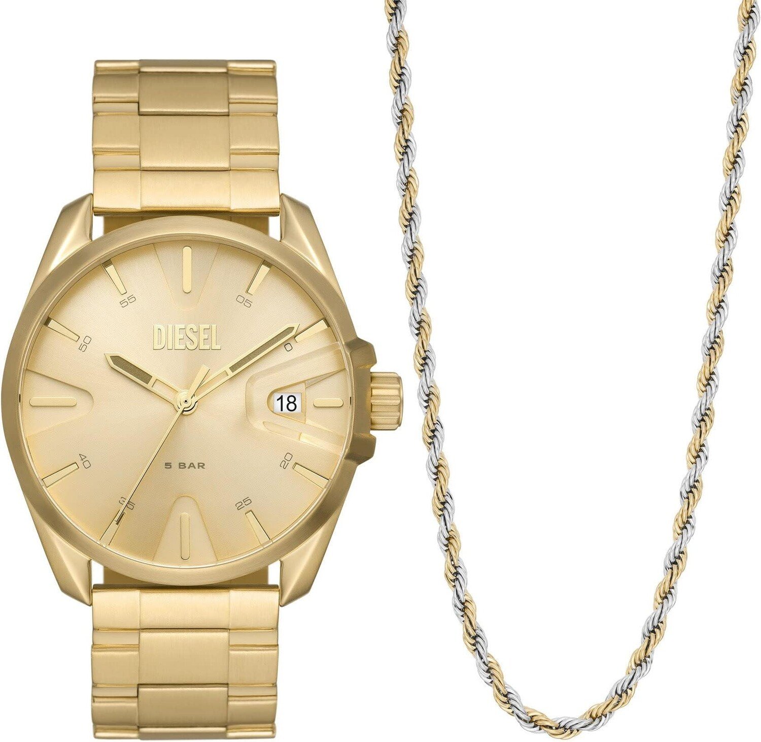 

Часы MS9 Three Hand Date Stainless Steel Watch - DZ2163SET Diesel, цвет Gold Tone