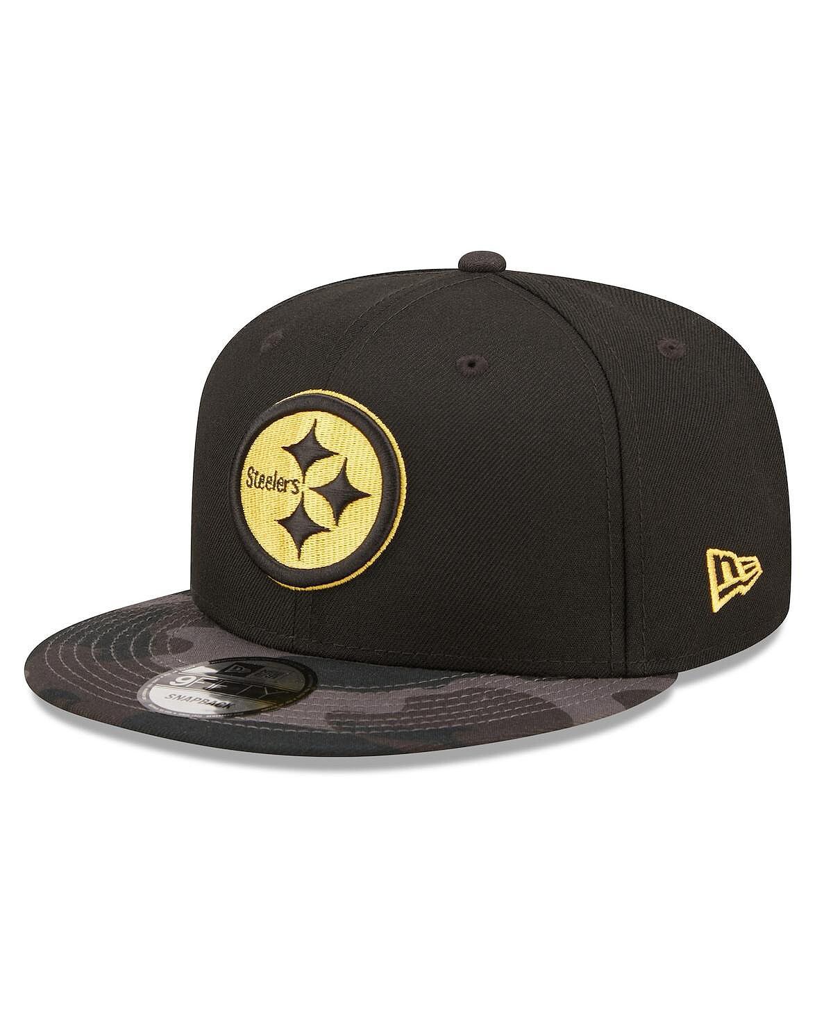 

Мужская черная кепка Pittsburgh Steelers Camo Vizor 9Fifty Snapback New Era