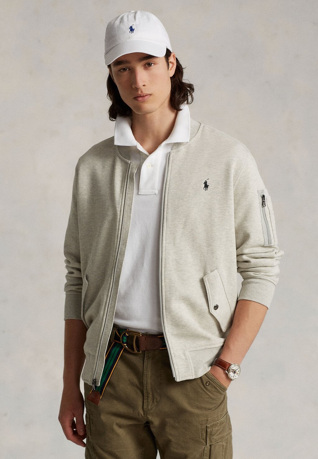 

Толстовка на молнии Polo Ralph Lauren Long Sleeve, легкая спортивная вересковая, Серый