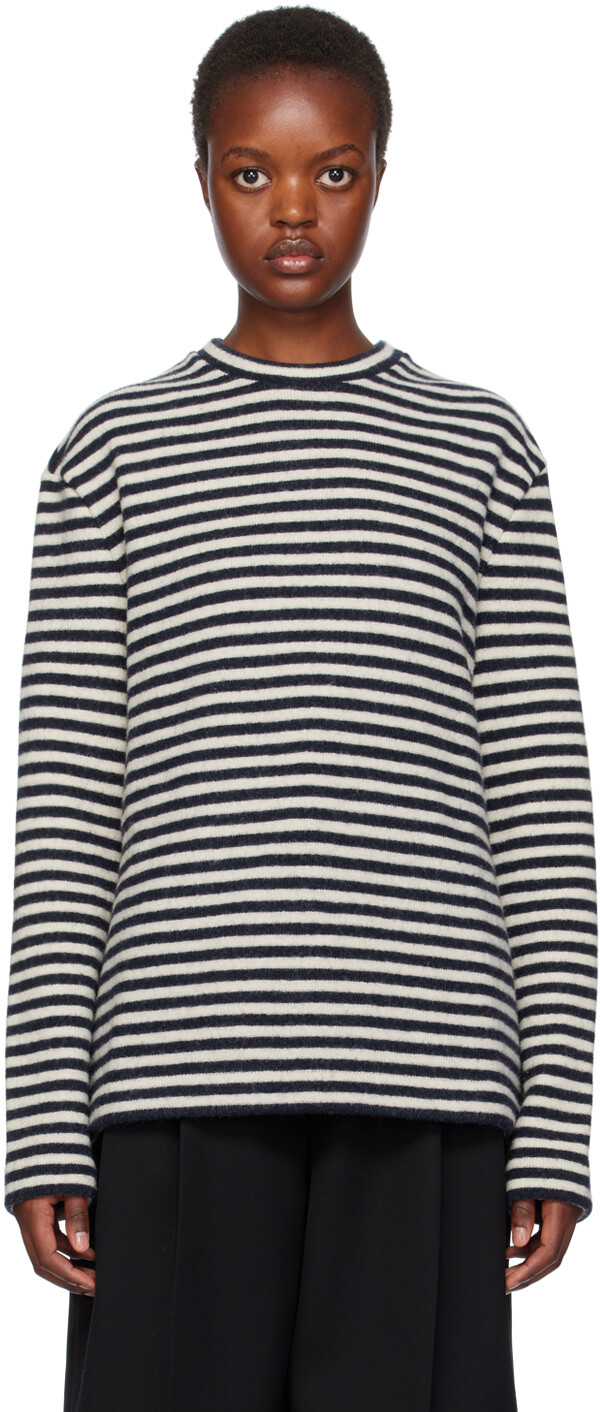 

Черно-белый полосатый свитер Jil Sander