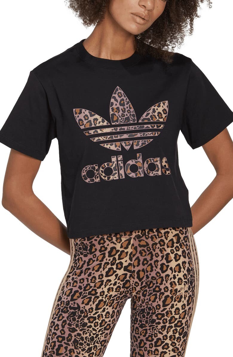

Укороченная футболка с логотипом ADIDAS ORIGINALS, черный